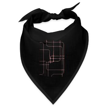 Rosa Liniennetz Abstrakt - Bandana Dreieckstuch - Schwarz - Vorne