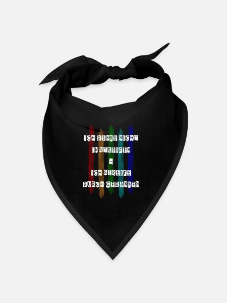 Ich denke nicht in Streifen - Bandana Dreieckstuch - Schwarz
