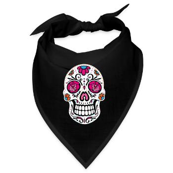 Sugar Skull Day Of The Dead Totenschädel - Bandana Dreieckstuch - Schwarz - Vorne