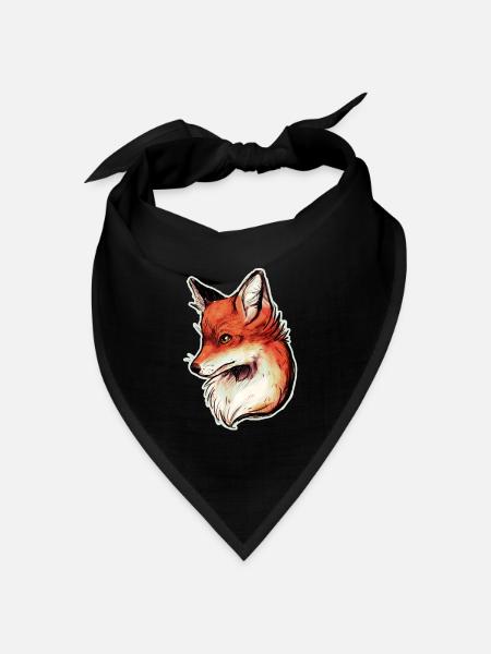 Fuchs Kopf Zeichnung Kunst Fox - Bandana Dreieckstuch - Schwarz