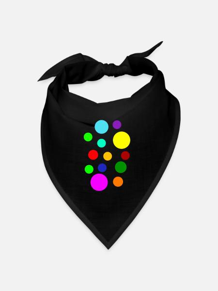 Bunte Punkte - Bandana Dreieckstuch - Schwarz