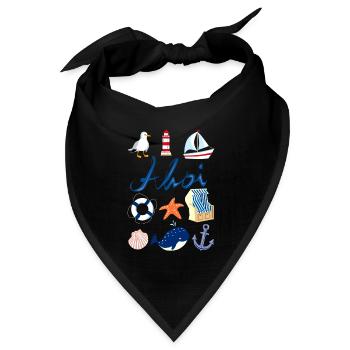 Ahoi maritim Design - Bandana Dreieckstuch - Schwarz - Vorne