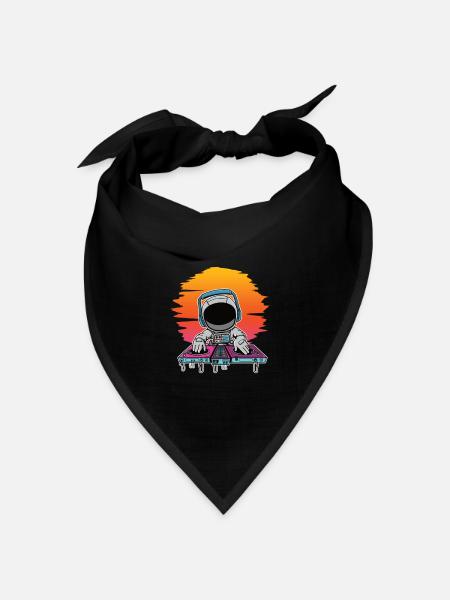 Astronaut , Synthwave, Dj, Musik, Geschenk - Bandana Dreieckstuch - Schwarz