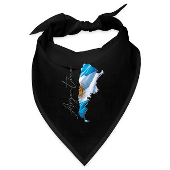 Argentinien Flagge in der Argentinien Landkarte EN - Bandana Dreieckstuch - Schwarz - Vorne