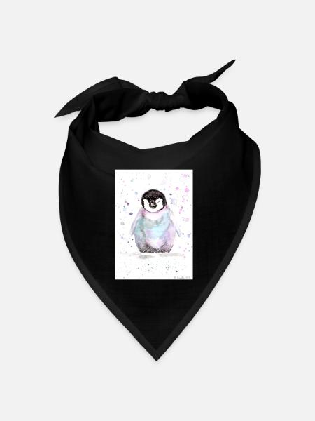 Kleiner bunter Pinguin - Bandana Dreieckstuch - Schwarz