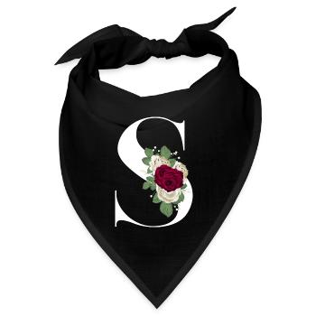 Buchstabe S geblümt - Bandana Dreieckstuch - Schwarz - Vorne