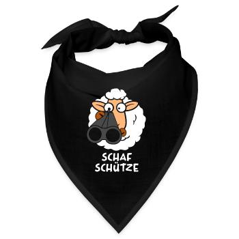 Lustiges Schaf Schafschütze Wortwitz Jäger Schütze - Bandana Dreieckstuch - Schwarz - Vorne