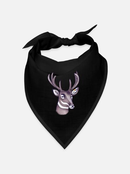 Hirschkopf im Herbst Hirsch Geweih Bock Reh Kitz 7 - Bandana Dreieckstuch - Schwarz