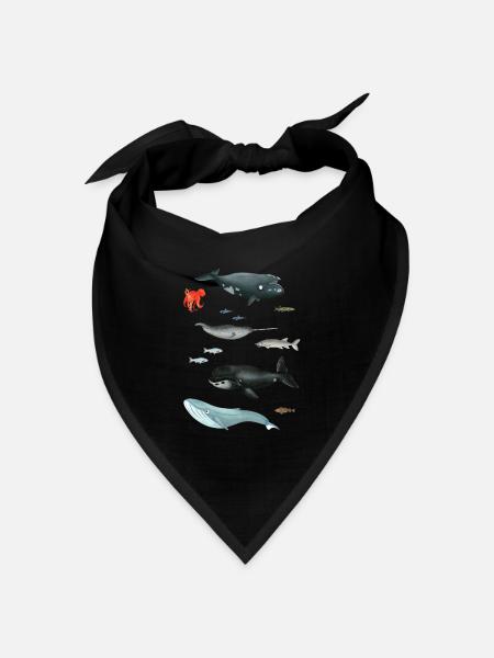 Muster mit Walen und Fischen / Unterwasserwelt - Bandana Dreieckstuch - Schwarz