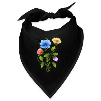 Blumen - Bandana Dreieckstuch - Schwarz - Vorne