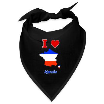Frankreichkarte Flagge mit der Stadt Ajaccio - Bandana Dreieckstuch - Schwarz - Vorne