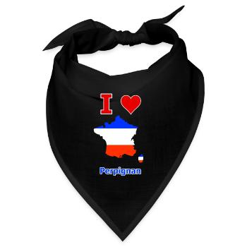 Frankreichkarte Flagge mit der Stadt Perpignan - Bandana Dreieckstuch - Schwarz - Vorne