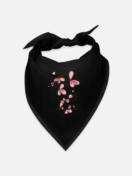 Blumen - Bandana Dreieckstuch - Schwarz