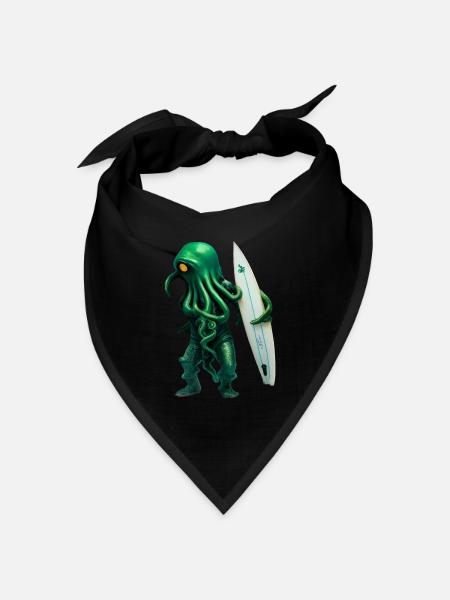 Green surfing octopus, free - Bandana Dreieckstuch - Schwarz