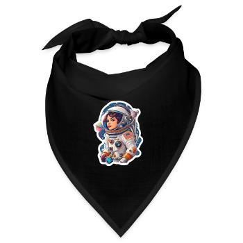 Weltraumfrau Astronautin rebell Prinzessin - Bandana Dreieckstuch - Schwarz - Vorne