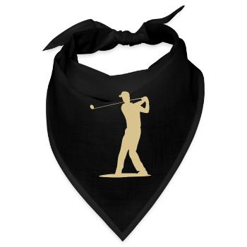 Golfer Abschlag Silhouette - Herren Design - Bandana Dreieckstuch - Schwarz - Vorne