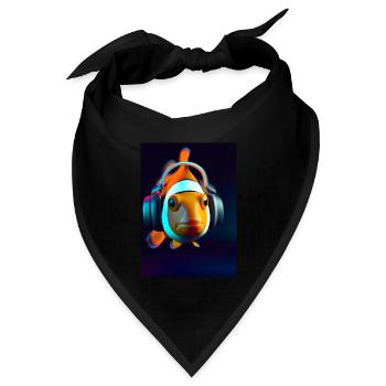 Clownfisch Kopfhörer - Bandana Dreieckstuch - Schwarz - Vorne