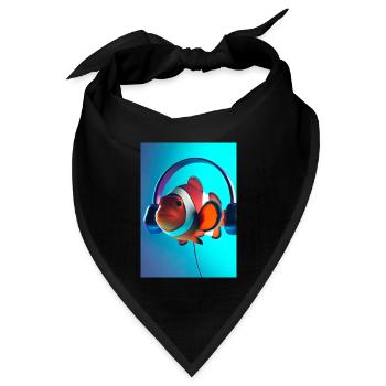 Clownfisch Kopfhörer - Bandana Dreieckstuch - Schwarz - Vorne