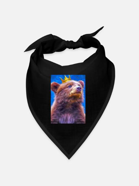 Bär mit Krone - Bandana Dreieckstuch - Schwarz