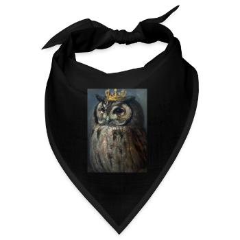 Eule mit Krone - Bandana Dreieckstuch - Schwarz - Vorne