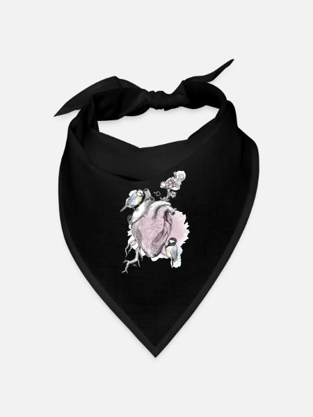 Meisen und Herz - Bandana Dreieckstuch - Schwarz