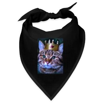 Katze mit Krone - Bandana Dreieckstuch - Schwarz - Vorne