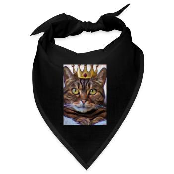 Katze mit Krone - Bandana Dreieckstuch - Schwarz - Vorne