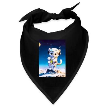 Astronautenkatze - Bandana Dreieckstuch - Schwarz - Vorne