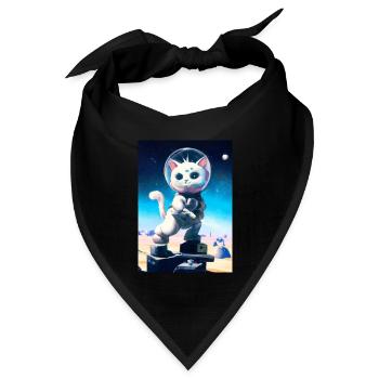 Astronautenkatze - Bandana Dreieckstuch - Schwarz - Vorne