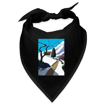 Pfad zu einem Berg - Bandana Dreieckstuch - Schwarz - Vorne