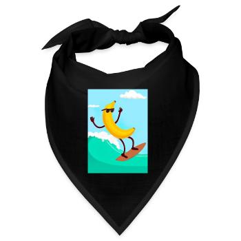 Surfen Banane - Bandana Dreieckstuch - Schwarz - Vorne