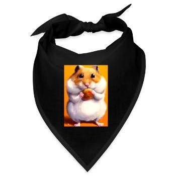 Hamster frisst - Bandana Dreieckstuch - Schwarz - Vorne