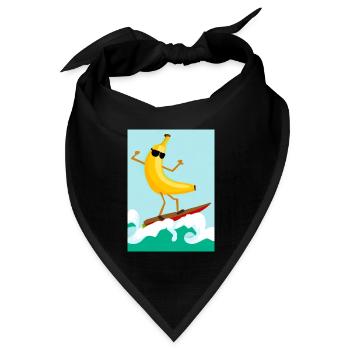 Surfen Banane - Bandana Dreieckstuch - Schwarz - Vorne