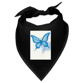 Blauer Schmetterling - Bandana Dreieckstuch - Schwarz - Vorne