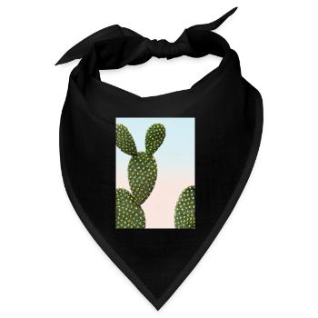 Ausgefallener Kaktus - Bandana Dreieckstuch - Schwarz - Vorne