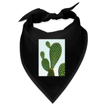 Ausgefallener Kaktus - Bandana Dreieckstuch - Schwarz - Vorne