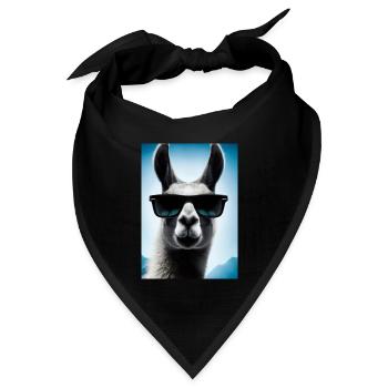 Lama mit Sonnenbrille - Bandana Dreieckstuch - Schwarz - Vorne