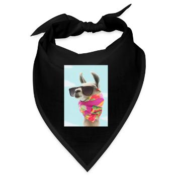 Ferienmode Lama - Bandana Dreieckstuch - Schwarz - Vorne