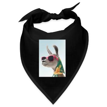 Ferienmode Lama - Bandana Dreieckstuch - Schwarz - Vorne