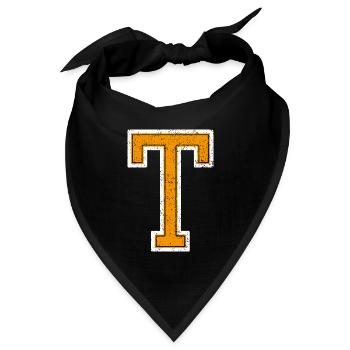 T - Buchstabe / College Style - Bandana Dreieckstuch - Schwarz - Vorne