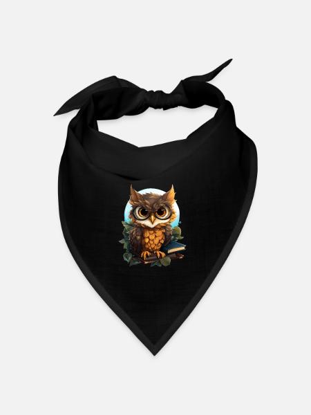 Eule - Bandana Dreieckstuch - Schwarz