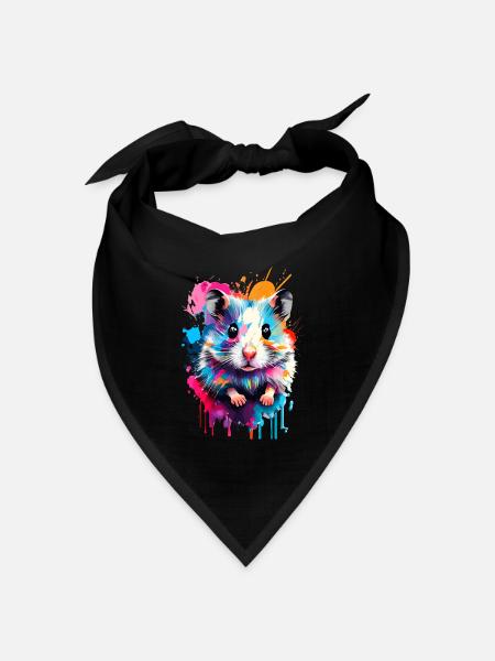 Hamster Farbenfroh - Feldhamster Goldhamster Nager - Bandana Dreieckstuch - Schwarz
