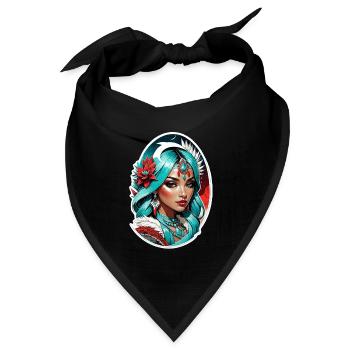 Indische Prinzessin - Aztek - Bandana Dreieckstuch - Schwarz - Vorne