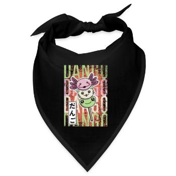 Dango Kawaii Axolotl Katze Frosch - Bandana Dreieckstuch - Schwarz - Vorne