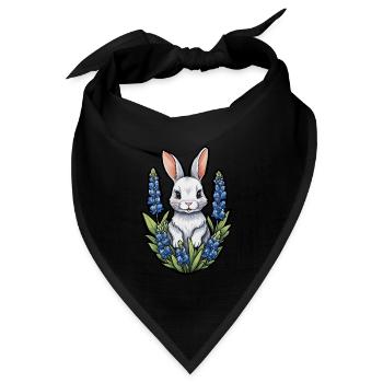 Hase Kaninchen Bluebonnets - Bandana Dreieckstuch - Schwarz - Vorne