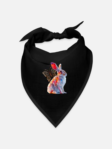 Hasen - Bandana Dreieckstuch - Schwarz