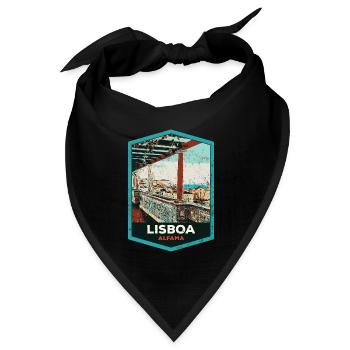Illustration Alfama, Lissabon - Bandana Dreieckstuch - Schwarz - Vorne