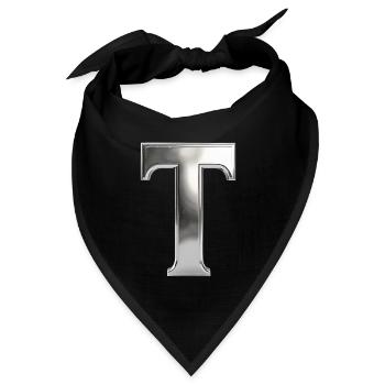 Chrome ,, T " Metallic - Bandana Dreieckstuch - Schwarz - Vorne