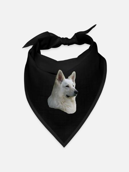 weisser Schäferhund Kopf - Bandana Dreieckstuch - Schwarz