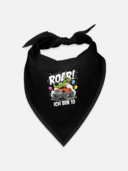10. Geburtstag 10 Jahre Dino Monstertruck Fan - Bandana Dreieckstuch - Schwarz